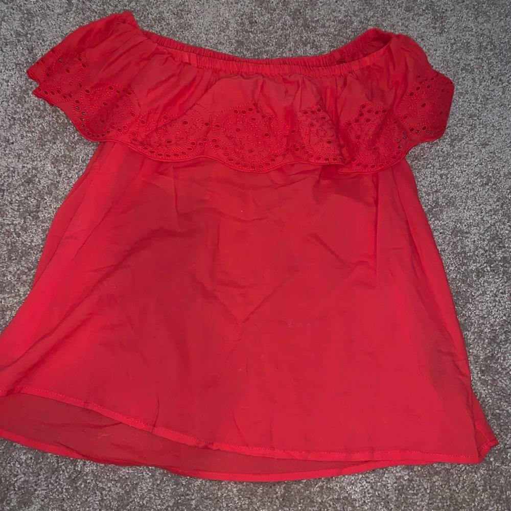 Red Off the Shoulder Blouse